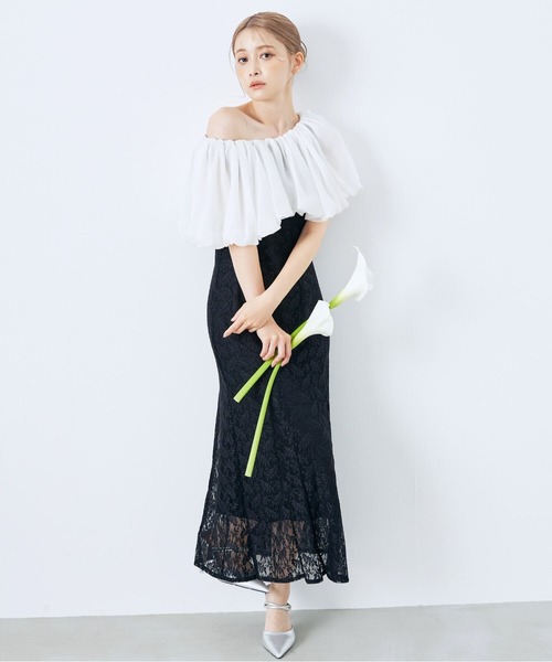 CELEN（セレン）の「《2025新作》【オケージョンドレス/結婚式/お呼ばれ】3WAYオフショルダーマーメイドドレス（ドレス・レディース・ブラック×ホワイト/ブルー系その他・FREE）」の11枚目の写真