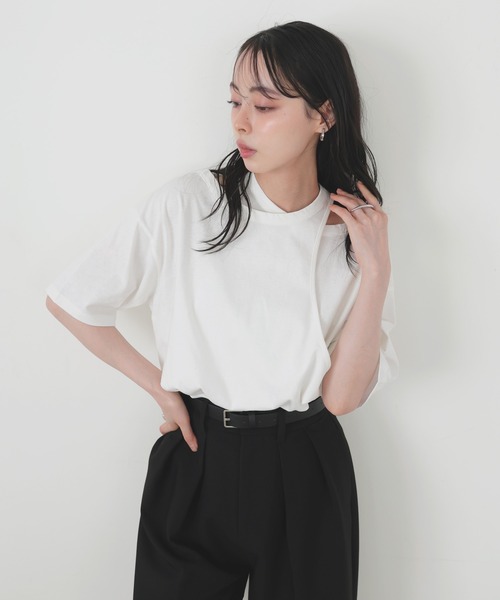 LIAN(リアン)の「アシンメトリーTシャツ(Tシャツ/カットソー・レディース・スミクロ/グリーン/オフホワイト/ブラック・FREE)」の22枚目の写真