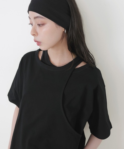 LIAN(リアン)の「アシンメトリーTシャツ(Tシャツ/カットソー・レディース・スミクロ/グリーン/オフホワイト/ブラック・FREE)」の17枚目の写真