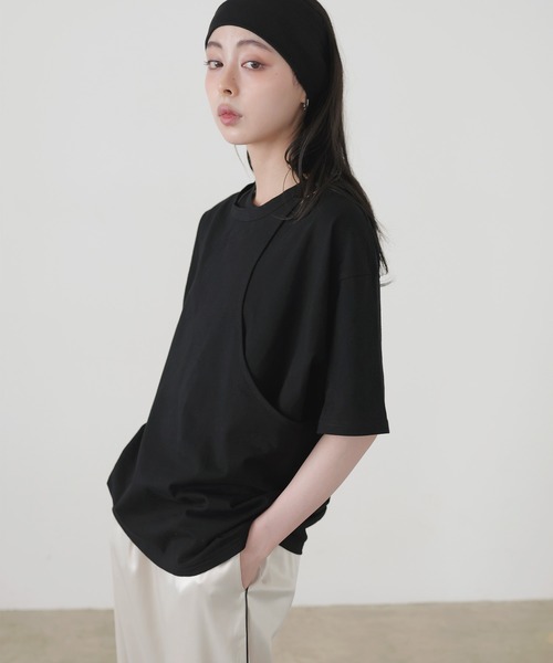 LIAN(リアン)の「アシンメトリーTシャツ(Tシャツ/カットソー・レディース・スミクロ/グリーン/オフホワイト/ブラック・FREE)」の19枚目の写真
