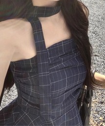 SPIGA | ボータイ付格子ペプラムベアトップス(その他トップス)