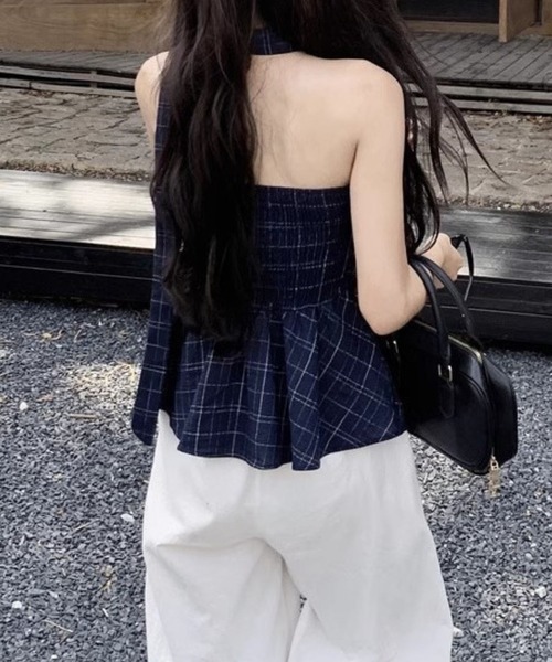 SPIGA(スピーガ)の「ボータイ付格子ペプラムベアトップス(その他トップス・レディース・ネイビー・X-LARGE/LARGE/MEDIUM/SMALL)」の7枚目の写真