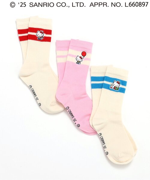 sanrio(サンリオ)の「【ハローキティ】ラインソックス(ソックス/靴下・キッズ・レッド/ブルー/ピンク・18/21/15 )」の6枚目の写真