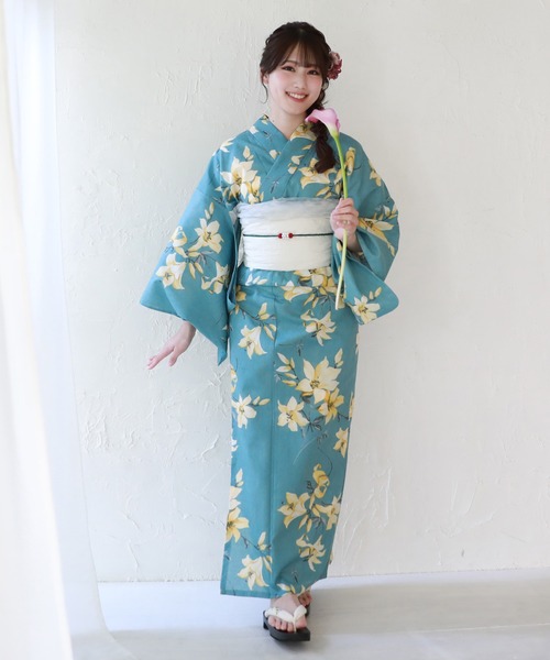 【新品未使用】銀座三越で購入した浴衣と帯です ときめき夏恋浴衣ヘコ帯3点セット（浴衣）｜和なでしこ