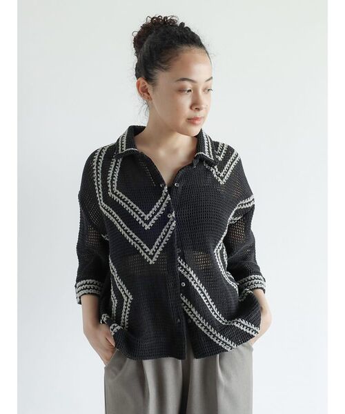 ブラウス シャツ crochet knit shirt レディース CROCHET KNIT SHIRT / クロシェニットシャツ（シャツ/ブラウス
