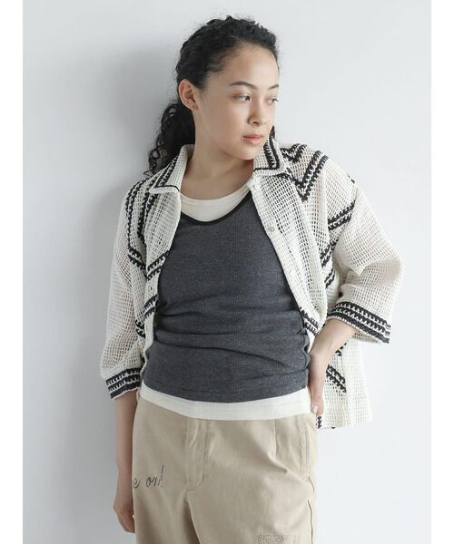ブラウス シャツ Crochet knit shirt レディース CROCHET KNIT SHIRT / クロシェニットシャツ（シャツ/ブラウス