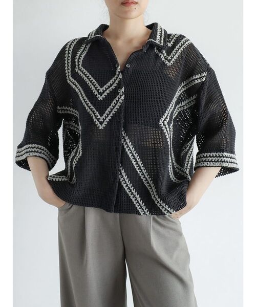 ブラウス シャツ crochet knit shirt レディース CROCHET KNIT SHIRT / クロシェニットシャツ（シャツ/ブラウス