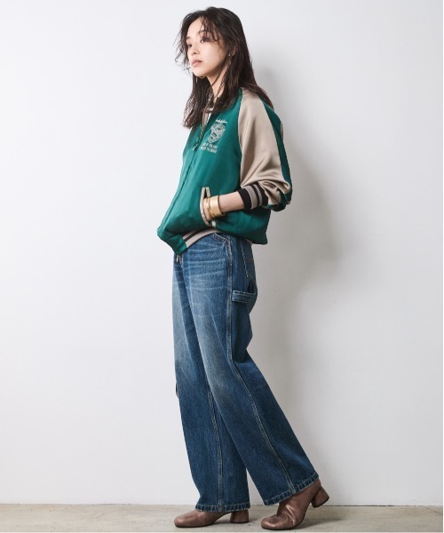 CHIC STYLE(シックスタイル)の「リバーシブルスカジャン<大きいサイズ有>シックスタイル(スカジャン・レディース・オレンジ系/グリーン系・3L/LL/L/M/5L/4L)」の5枚目の写真