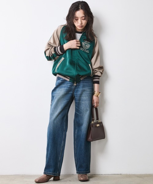 CHIC STYLE(シックスタイル)の「リバーシブルスカジャン<大きいサイズ有>シックスタイル(スカジャン・レディース・オレンジ系/グリーン系・3L/LL/L/M/5L/4L)」の7枚目の写真