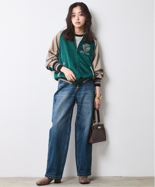 CHIC STYLE(シックスタイル)の「リバーシブルスカジャン<大きいサイズ有>シックスタイル(スカジャン・レディース・オレンジ系/グリーン系・3L/LL/L/M/5L/4L)」の8枚目の写真