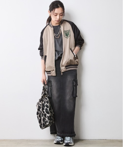 CHIC STYLE(シックスタイル)の「リバーシブルスカジャン<大きいサイズ有>シックスタイル(スカジャン・レディース・オレンジ系/グリーン系・3L/LL/L/M/5L/4L)」の9枚目の写真