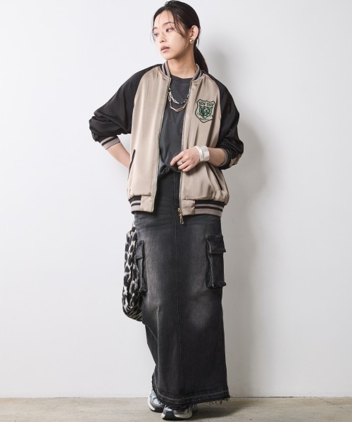 CHIC STYLE(シックスタイル)の「リバーシブルスカジャン<大きいサイズ有>シックスタイル(スカジャン・レディース・オレンジ系/グリーン系・3L/LL/L/M/5L/4L)」の10枚目の写真