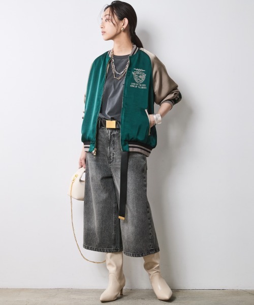 CHIC STYLE(シックスタイル)の「リバーシブルスカジャン<大きいサイズ有>シックスタイル(スカジャン・レディース・オレンジ系/グリーン系・3L/LL/L/M/5L/4L)」の13枚目の写真