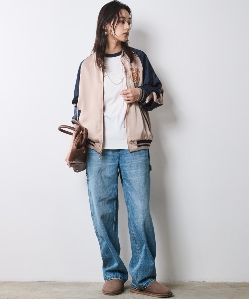 CHIC STYLE(シックスタイル)の「リバーシブルスカジャン<大きいサイズ有>シックスタイル(スカジャン・レディース・オレンジ系/グリーン系・3L/LL/L/M/5L/4L)」の18枚目の写真