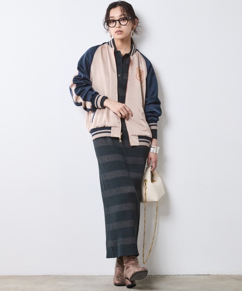 CHIC STYLE(シックスタイル)の「リバーシブルスカジャン<大きいサイズ有>シックスタイル(スカジャン・レディース・オレンジ系/グリーン系・3L/LL/L/M/5L/4L)」の3枚目の写真