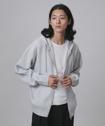 【ANTS & ELEPHANTS】スウェットライク ダブルジップ ニットパーカー