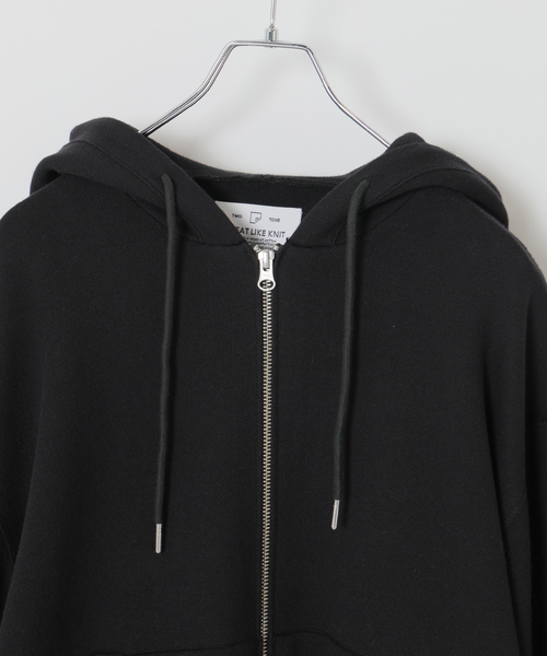 B.C STOCK（ベーセーストック）の「【ANTS & ELEPHANTS】スウェットライク ダブルジップ ニットパーカー（パーカー・メンズ・ブラック/チャコールグレー/グレー・MEDIUM/LARGE）」の6枚目の写真