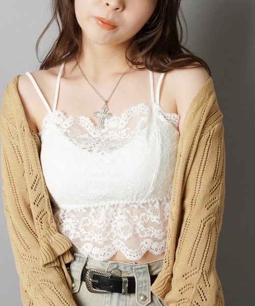 SPINNS（スピンズ）の「カップ付きキャミソール/レース（キャミソール・レディース・ブラック/オフホワイト・ONESIZE）」の22枚目の写真