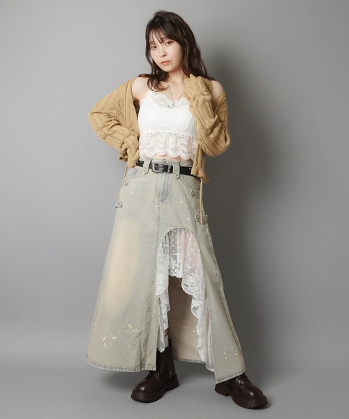 SPINNS（スピンズ）の「カップ付きキャミソール/レース（キャミソール・レディース・ブラック/オフホワイト・ONESIZE）」の12枚目の写真