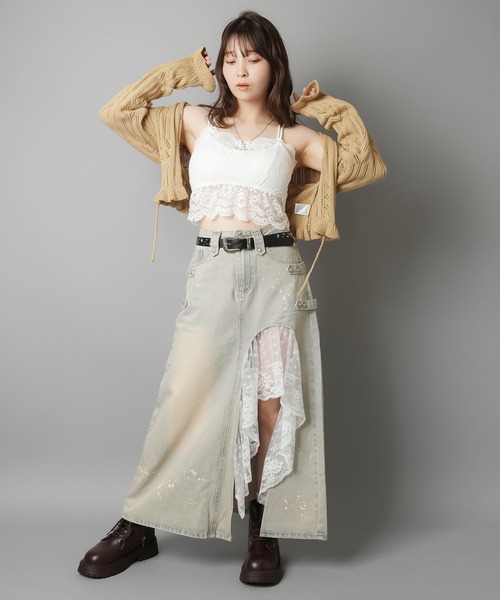 SPINNS（スピンズ）の「カップ付きキャミソール/レース（キャミソール・レディース・ブラック/オフホワイト・ONESIZE）」の11枚目の写真