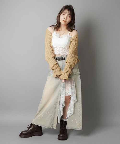 SPINNS（スピンズ）の「カップ付きキャミソール/レース（キャミソール・レディース・ブラック/オフホワイト・ONESIZE）」の10枚目の写真