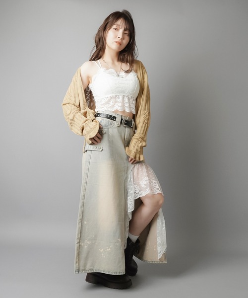 SPINNS（スピンズ）の「カップ付きキャミソール/レース（キャミソール・レディース・ブラック/オフホワイト・ONESIZE）」の8枚目の写真