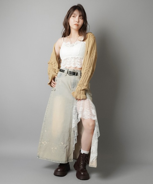 SPINNS（スピンズ）の「カップ付きキャミソール/レース（キャミソール・レディース・ブラック/オフホワイト・ONESIZE）」の7枚目の写真