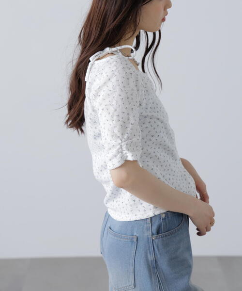 FREE'S MART（フリーズマート）の「（ＭＦＭ）リボンショルダー小花半袖カーディガン（Tシャツ/カットソー・レディース・ホワイト/ネイビー・FREE）」の14枚目の写真