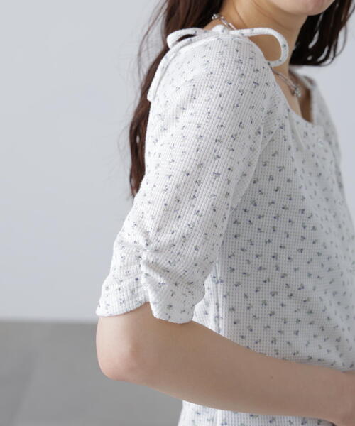 FREE'S MART（フリーズマート）の「（ＭＦＭ）リボンショルダー小花半袖カーディガン（Tシャツ/カットソー・レディース・ホワイト/ネイビー・FREE）」の20枚目の写真