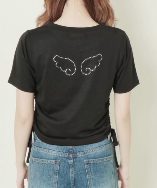 GORGE(ゴージ)の「《キラッとドロスト》レディース 半袖Tシャツ サイドギャザー クロップド丈 春夏秋(Tシャツ/カットソー・レディース・ブラック/オフホワイト/ブルー/グレー・F)」の17枚目の写真