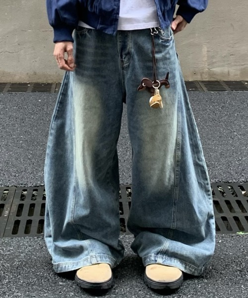 ワイドレッグ ジーンズ レトロ ウォッシュ ゆったり アメカジ セール】【NOWLE】バギー ワイドレッグ ヴィンテージウォッシュ