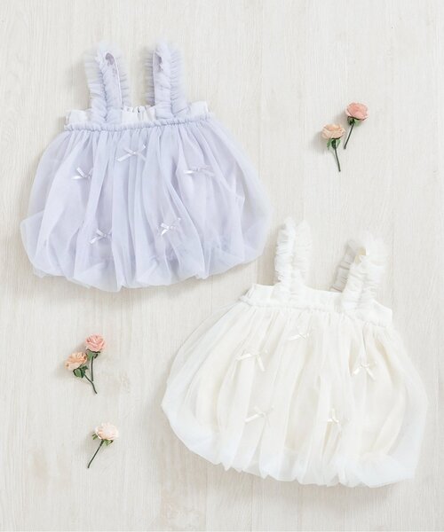 apres les cours(アプレレクール)の「バルーンチュールジャンスカ(その他ベビーウェア・キッズ・アイボリー/ライトグレー・70/80)」の3枚目の写真