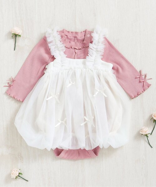 apres les cours(アプレレクール)の「バルーンチュールジャンスカ(その他ベビーウェア・キッズ・アイボリー/ライトグレー・70/80)」の6枚目の写真