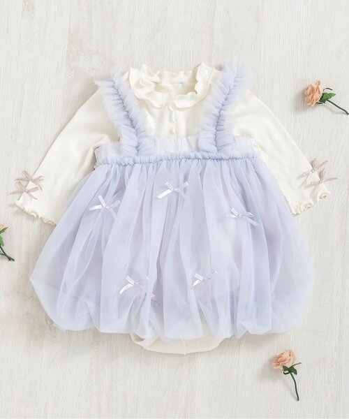 apres les cours(アプレレクール)の「バルーンチュールジャンスカ(その他ベビーウェア・キッズ・アイボリー/ライトグレー・70/80)」の7枚目の写真