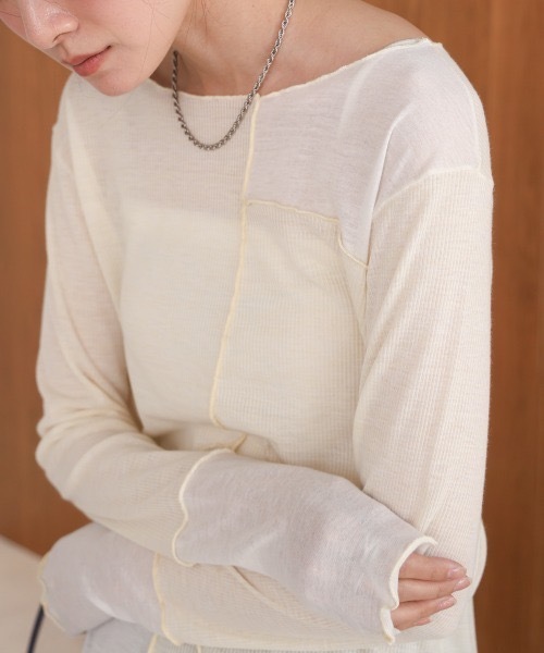 Bab(バブ)の「ブロック切替カットソー(Tシャツ/カットソー・レディース・ブラック/ホワイト系その他/ベージュ・FREE)」の8枚目の写真