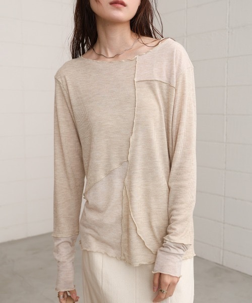Bab(バブ)の「ブロック切替カットソー(Tシャツ/カットソー・レディース・ブラック/ホワイト系その他/ベージュ・FREE)」の14枚目の写真