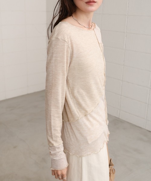Bab(バブ)の「ブロック切替カットソー(Tシャツ/カットソー・レディース・ブラック/ホワイト系その他/ベージュ・FREE)」の16枚目の写真