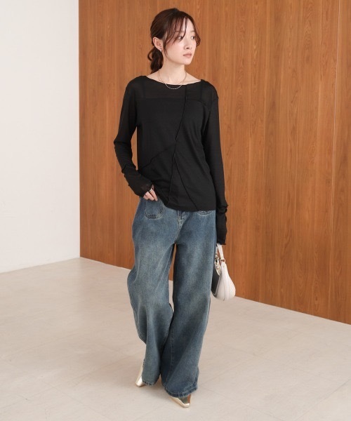 Bab(バブ)の「ブロック切替カットソー(Tシャツ/カットソー・レディース・ブラック/ホワイト系その他/ベージュ・FREE)」の22枚目の写真