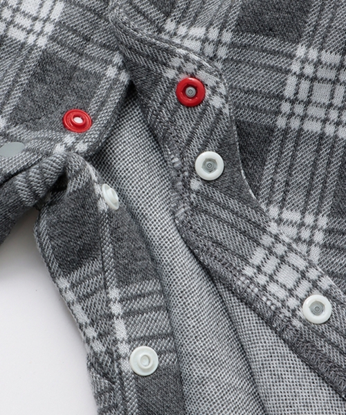 kladskap（クレードスコープ）の「チェックサスペンダー風カバーオール（ロンパース・キッズ・グレー・70cm/80ｃｍ）」の5枚目の写真