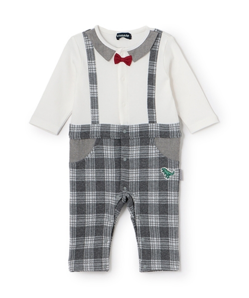 kladskap（クレードスコープ）の「チェックサスペンダー風カバーオール（ロンパース・キッズ・グレー・70cm/80ｃｍ）」の2枚目の写真