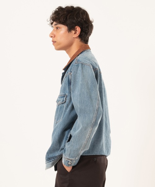 Levi's(リーバイス)の「Levi's/リーバイス ウエスタンショートホーン トラッカージャケット インディゴブルー(デニムジャケット・メンズ・ダークインディゴブルー/ブラウン/インディゴブルー・L/M/S/XL)」の9枚目の写真
