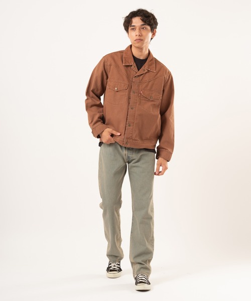 Levi's(リーバイス)の「Levi's/リーバイス ウエスタンショートホーン トラッカージャケット インディゴブルー(デニムジャケット・メンズ・ダークインディゴブルー/ブラウン/インディゴブルー・L/M/S/XL)」の17枚目の写真