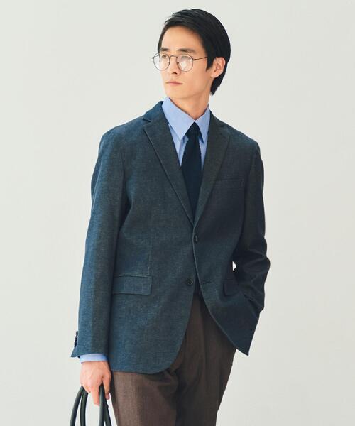 THE SHOP TK （ザ ショップ ティーケー ）の「エバーデニムジャケット【色落ちしにくい/洗濯機OK/ストレッチ/セットアップ可】（テーラードジャケット・メンズ・ネイビー/ブラック・02/01/04/03）」の5枚目の写真