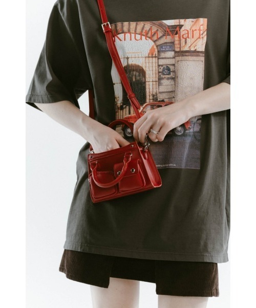 Knuth Marf(クヌースマーフ)の「mini multi pocket bag(ハンドバッグ・レディース・ライトブルー/ブラウン/レッド・ONESIZE)」の1枚目の写真