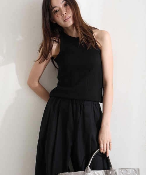 ElegChic(エレグシック)の「ランダムリブ アメリカンスリーブタンクトップ(キャミソール・レディース・ブラック/カーキ/グレー/ホワイト・L/M/XL)」の7枚目の写真