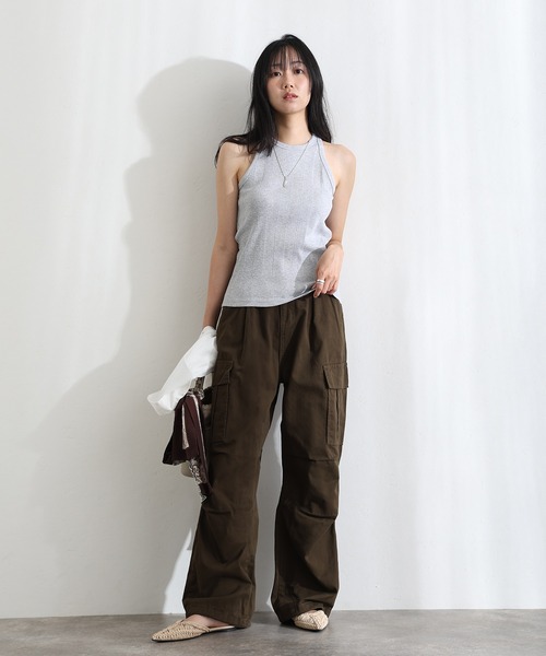 ElegChic(エレグシック)の「ランダムリブ アメリカンスリーブタンクトップ(キャミソール・レディース・ブラック/カーキ/グレー/ホワイト・L/M/XL)」の9枚目の写真