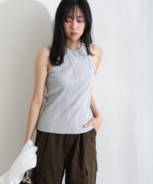 ElegChic(エレグシック)の「ランダムリブ アメリカンスリーブタンクトップ(キャミソール・レディース・ブラック/カーキ/グレー/ホワイト・L/M/XL)」の10枚目の写真