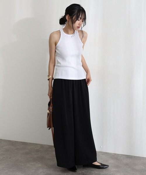 ElegChic(エレグシック)の「ランダムリブ アメリカンスリーブタンクトップ(キャミソール・レディース・ブラック/カーキ/グレー/ホワイト・L/M/XL)」の13枚目の写真
