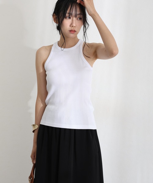 ElegChic(エレグシック)の「ランダムリブ アメリカンスリーブタンクトップ(キャミソール・レディース・ブラック/カーキ/グレー/ホワイト・L/M/XL)」の16枚目の写真