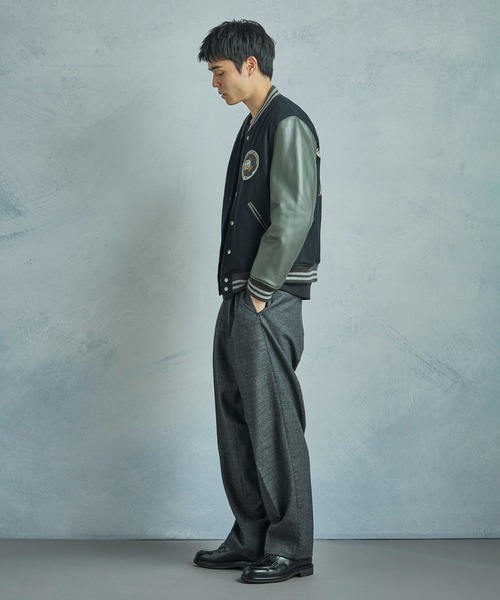 セール】メランジウール 2タックテーパードワイドパンツ（スラックス